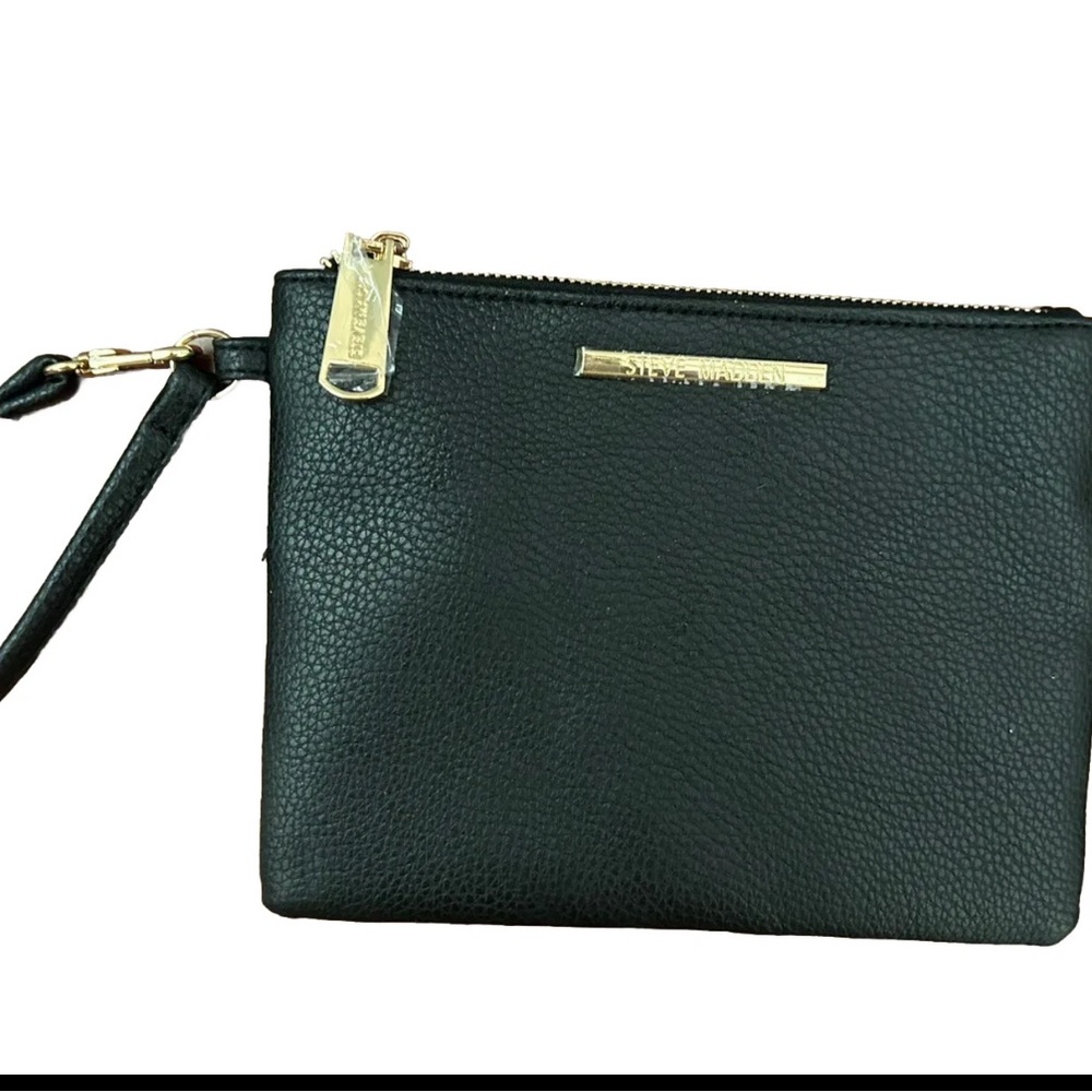 Steve Madden Black Textured Wristlet